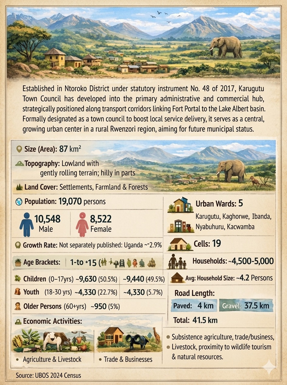 Karugutu Town Council Key Statistics Infographic